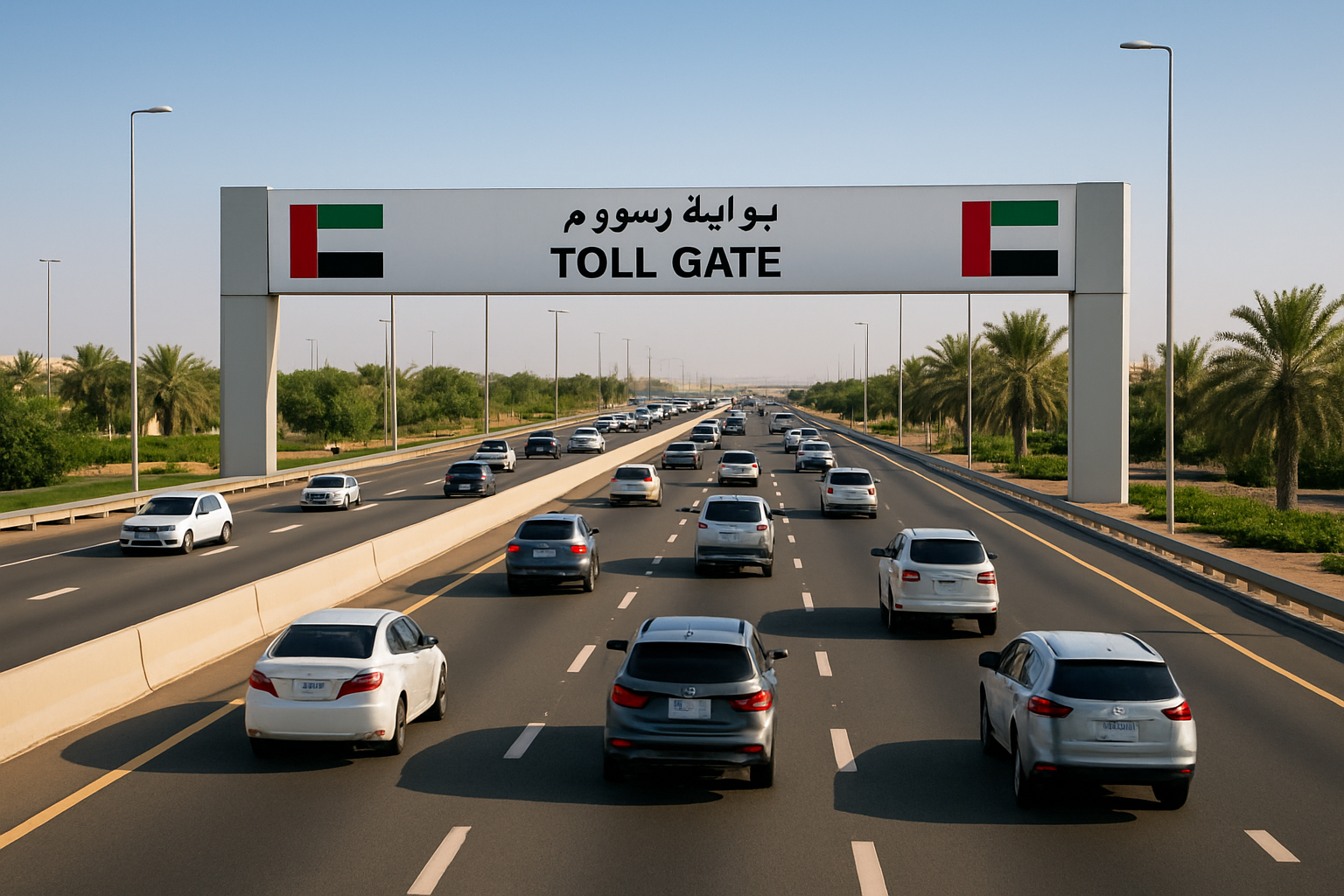 Smooth traffic flow on a paid road in the UAE