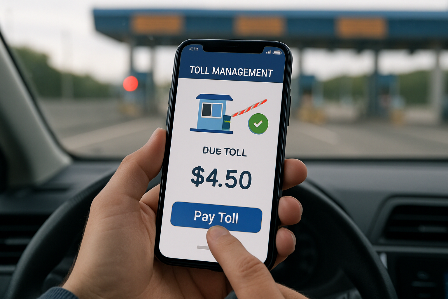 Customer using mobile app for toll management
