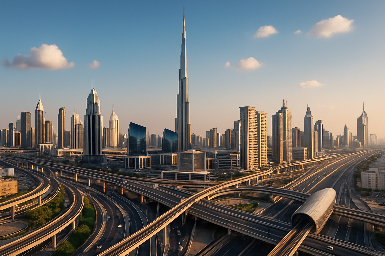 Dubai skyline with key infrastructure