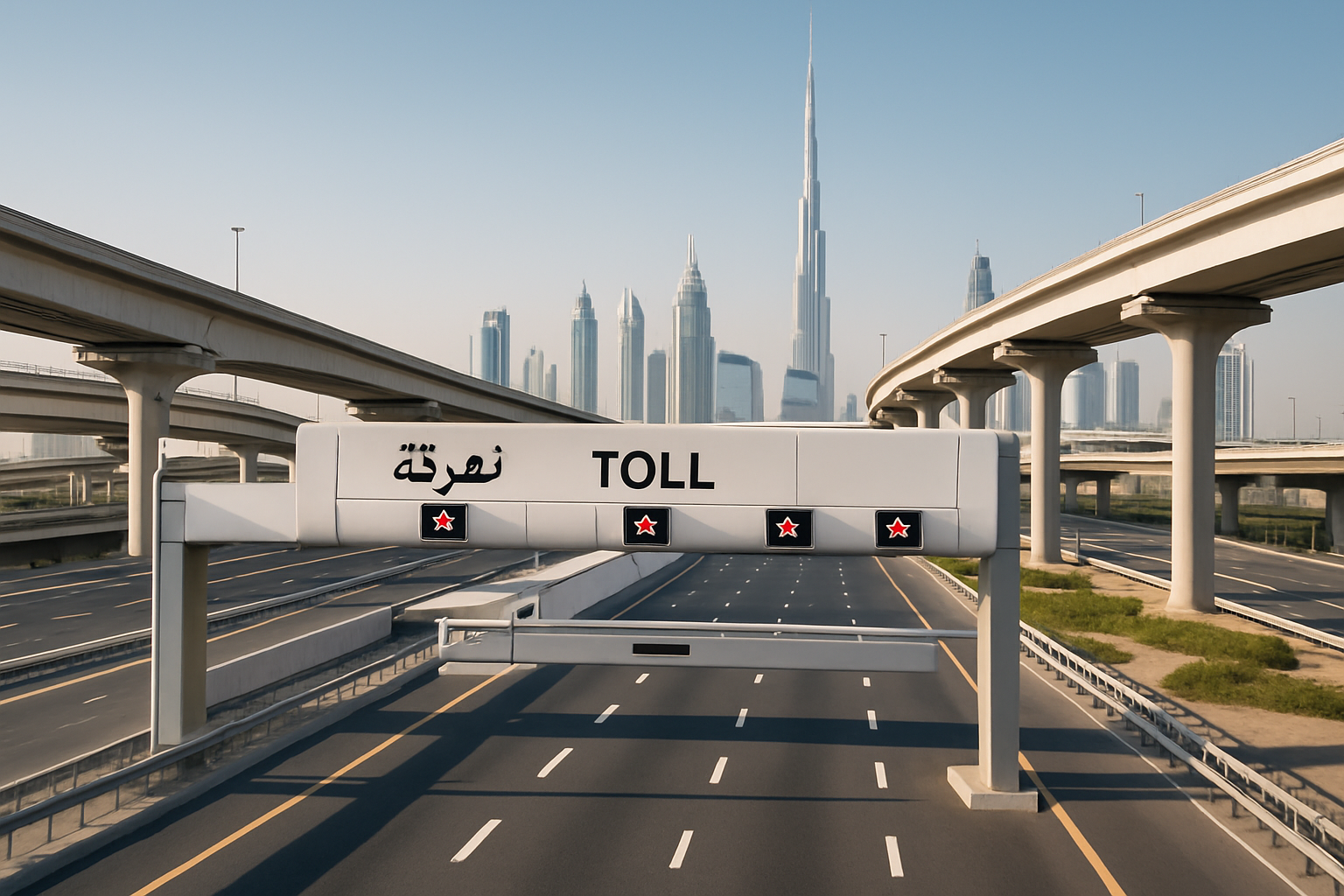 Modern toll road system in Dubai